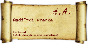 Agárdi Aranka névjegykártya